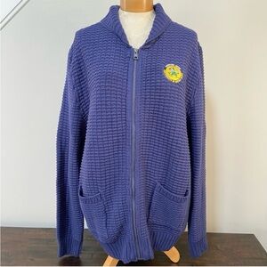 Gioberti Milano Rib Knitted Blue Notre Dame Full Zip Sweater Men’s XL